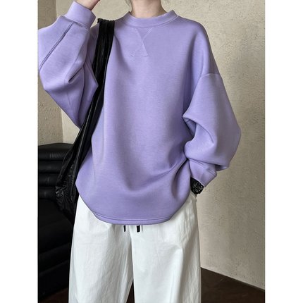 宽松圆领长袖卫衣打底2025韩版潮流百搭套头上衣内搭2769强明女装