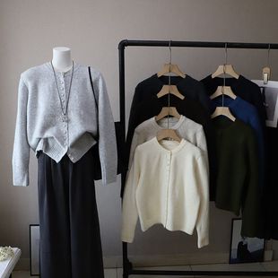 韩版 毛衣外套4900强明女装 时尚 开衫 简约减龄净色长袖 2025秋冬新款