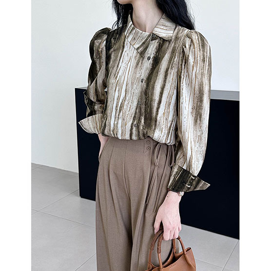 【视觉撞上眼前一亮的艺术感】2025秋季复古小众衬衫8671强明女装