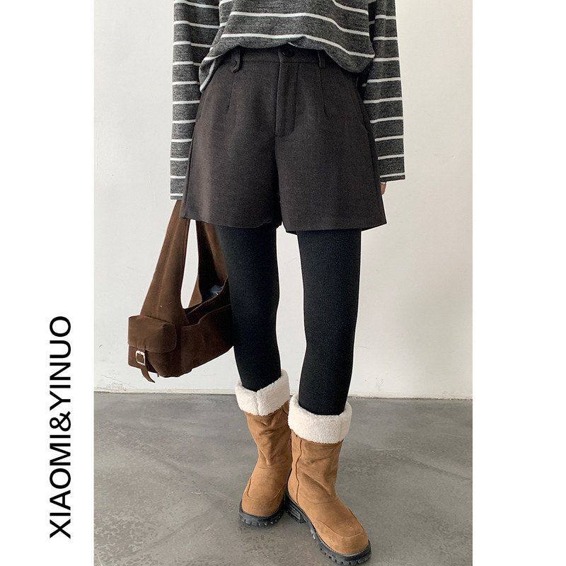 韩系显瘦毛呢加厚短裤女装冬季保暖高腰阔腿a字靴裤11044强明女装,女装/女士精品,休闲裤,淘宝优惠券,粉丝福利购,淘宝优惠卷