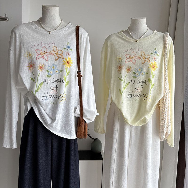 比正2026秋季新品韩版圆领花朵