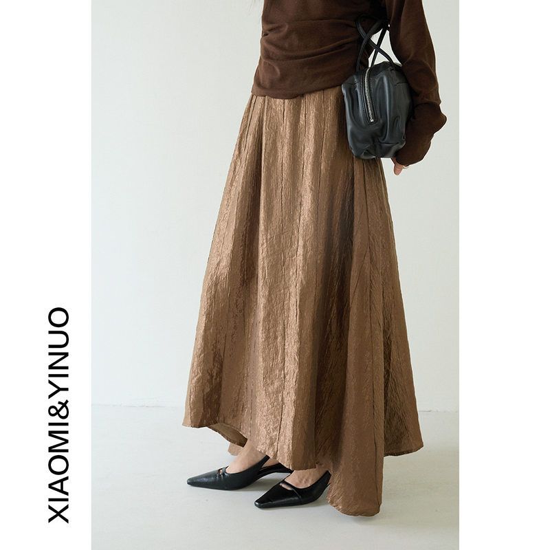 【欧凡】肌理感褶皱大摆高腰女