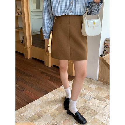 早秋新款 简约中缝高腰A字显瘦半身短裙ZY3184 强明女装