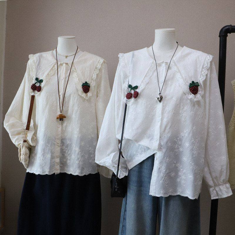 2026早春新韩版时尚小清新减龄蕾丝花边刺绣显瘦衬衫5860强明女装