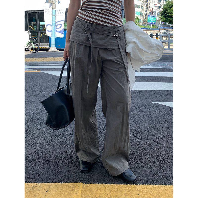 韩系休闲工装裤2025秋季新直筒宽松阔腿裤子慵懒风530773强明女装