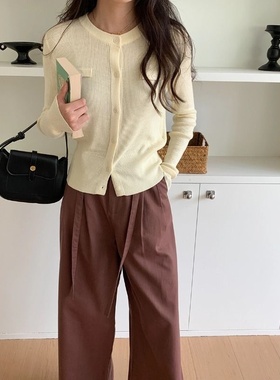 温柔千金风 细纺羊毛小香风圆领针织开衫ZY2054 强明女装