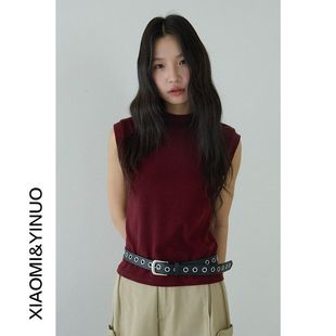 版 强明女装 型高圆领无袖 显瘦上衣3111 T恤初秋新款 超柔软打底修身