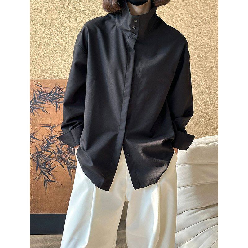 春季新款韩版设计感休闲百搭潮流宽松时尚长袖衬衫250102强明女装