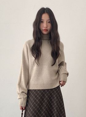 设计感半高领背心+插肩袖套头针织衫女两件套装11050强明女装