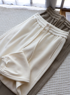 2025秋冬新品 韩版时尚一粒扣系带宽松哈伦裤卫裤9112 强明女装