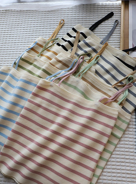 太好搭了2025春夏新韩版条纹平口吊带针织背心防走光9946强明女装