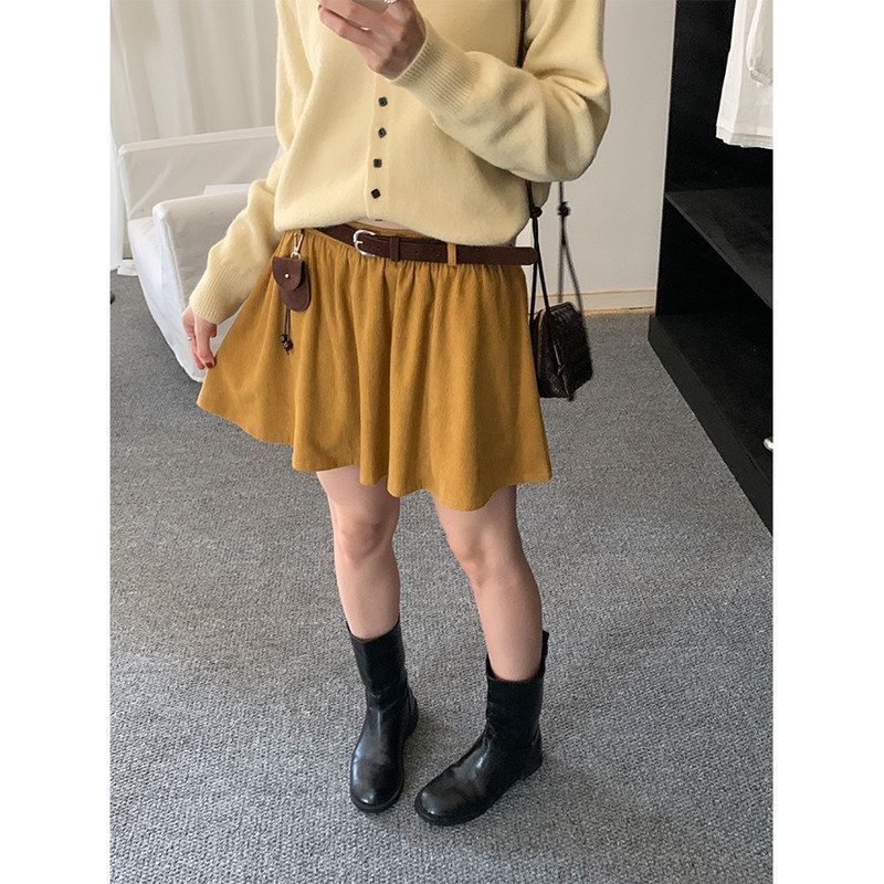 黄峥辣妹复古灯芯绒半身裙秋冬