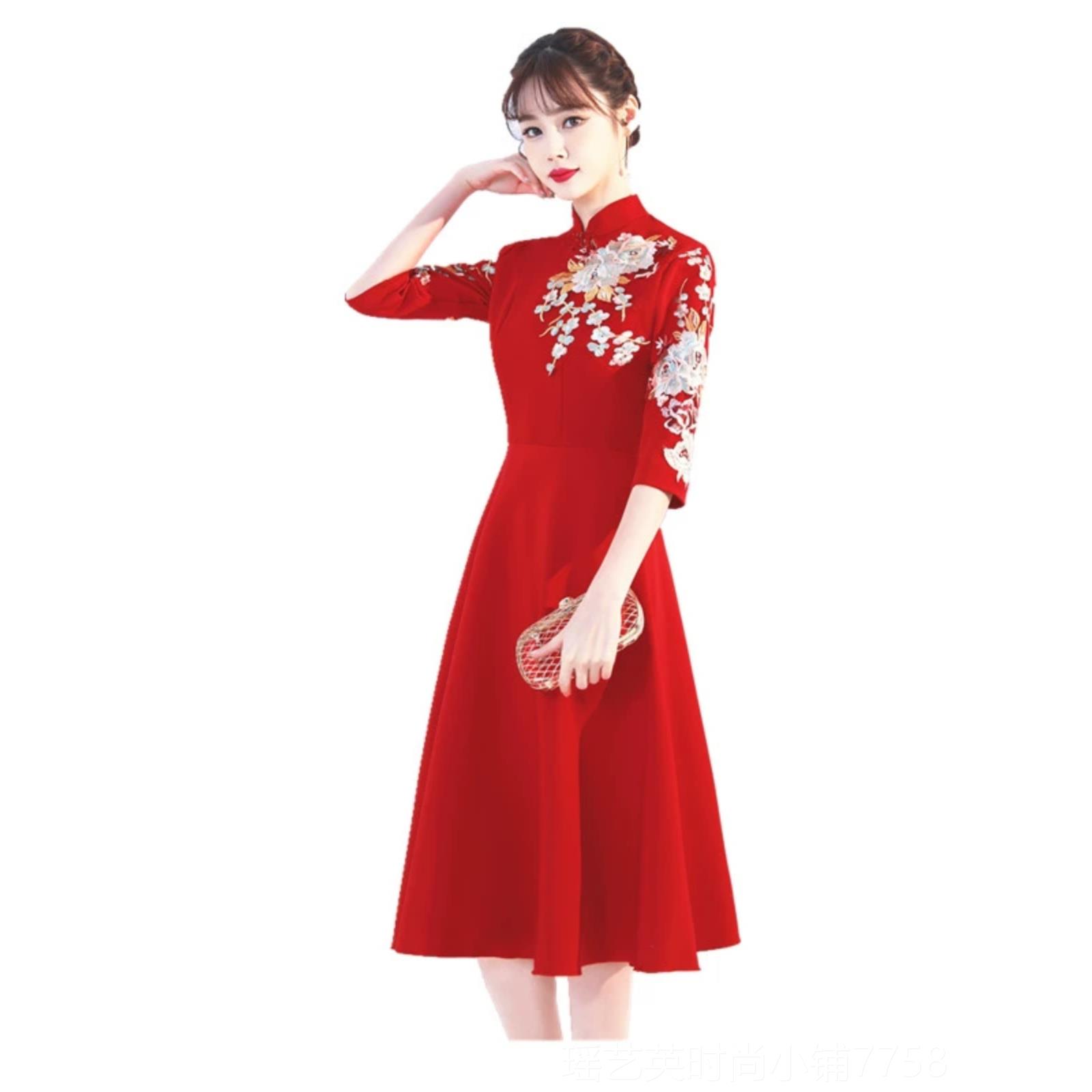 正品礼仪旗服袍迎宾颁奖礼服小姐季冬动大合唱团演出服比赛活服装图片