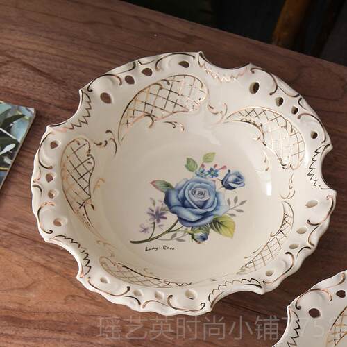 正品欧式果陶瓷创果意干茶几实用糖果沙盘拉零食盘盘客厅水果盘家