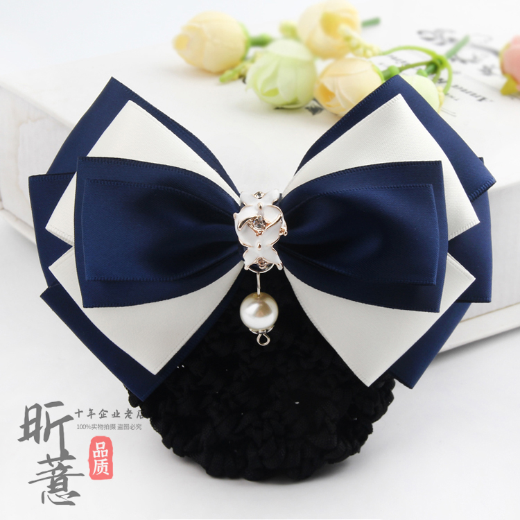 职业头花发夹空姐蝴蝶结女士细网