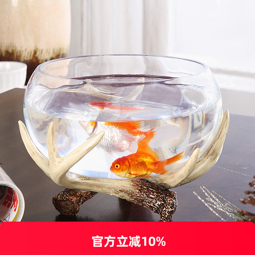 美式水族超白鱼缸玻璃树脂圆形