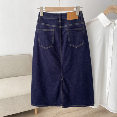 高级蓝防褪色牛仔半身裙