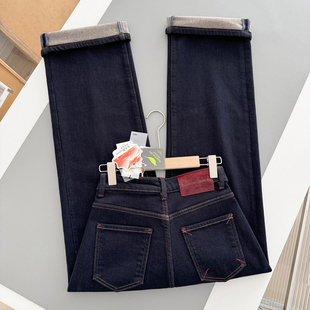 冬保暖宽松直筒拖地牛仔裤 850g加绒加厚 女 即穿即暖 蓝耳丹宁