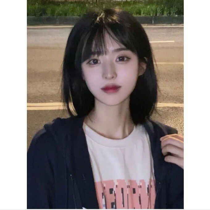 短发女年新款时尚日系圆脸学生波波头自然真发全头套式