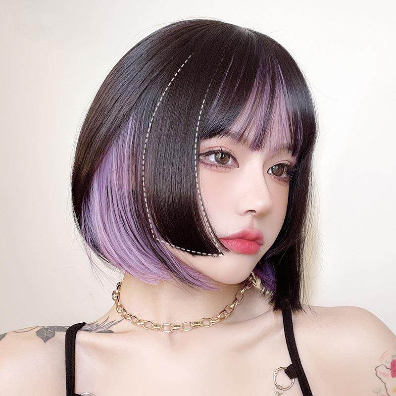 假发女姬式短发公主切时尚潮流挑染挂耳染波波头bobo全头套