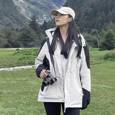 户外冲锋衣三合一女防风防泼水情侣款单层薄款登山服外套男款批发