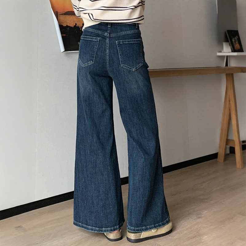 不贴腿微喇裤女小个子胖mm冬季复古牛仔裤加绒加厚梨型身材喇叭裤