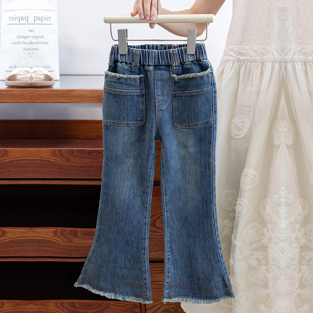 女童春秋喇叭牛仔裤2026新款儿童洋气时髦休闲裤女孩薄款百搭裤