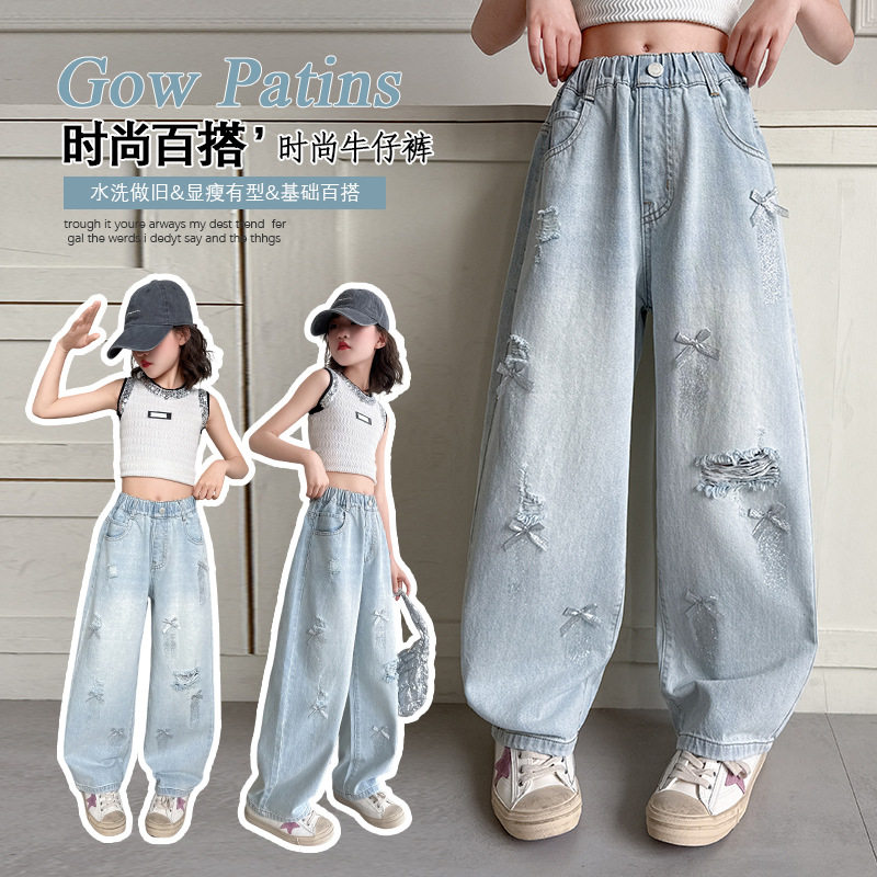 女童牛仔裤2025夏季新款儿童洋气时髦百搭童装休闲薄款裤子夏款潮