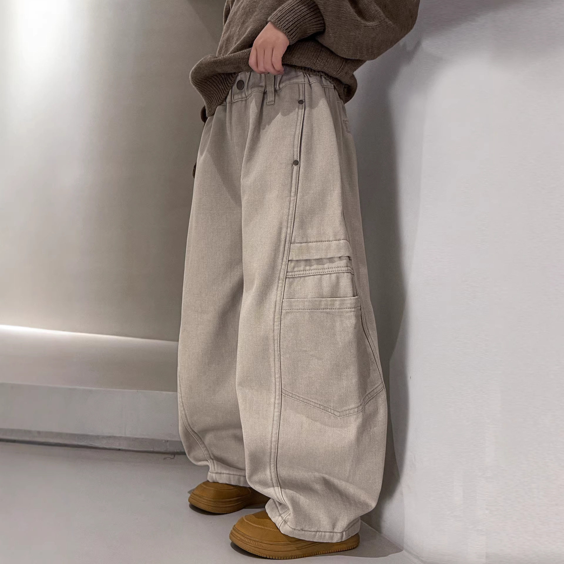 男童牛仔裤春秋款2026新款中大儿童装痞帅弯刀裤男孩春装休闲裤子