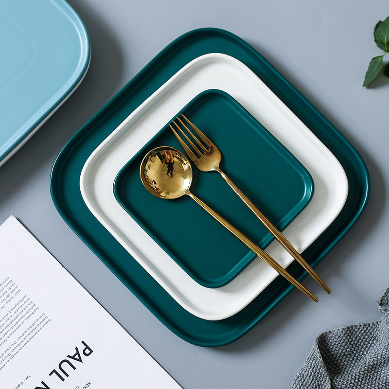 Creative Nordic ceramic Western food household ins square plate
