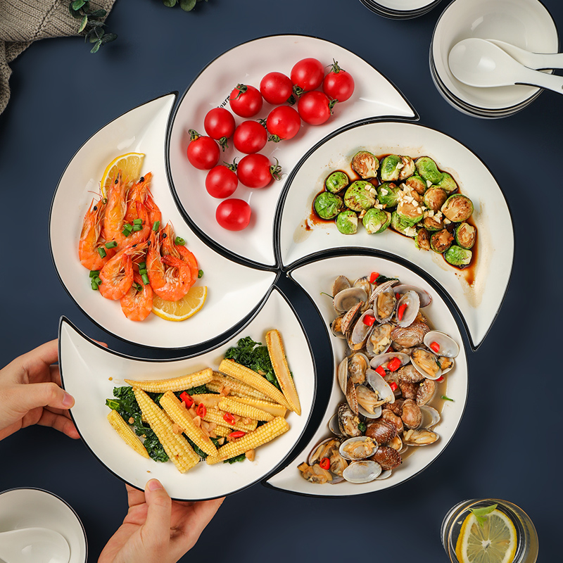 套装组合过年圆桌扇形餐具拼盘