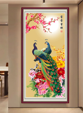玄关入户竖款装饰画走廊过道中式
