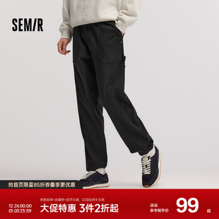 裤 磨毛工装 时尚 简约宽松束脚裤 森马休闲裤 子弹力松紧腰长裤 男冬季