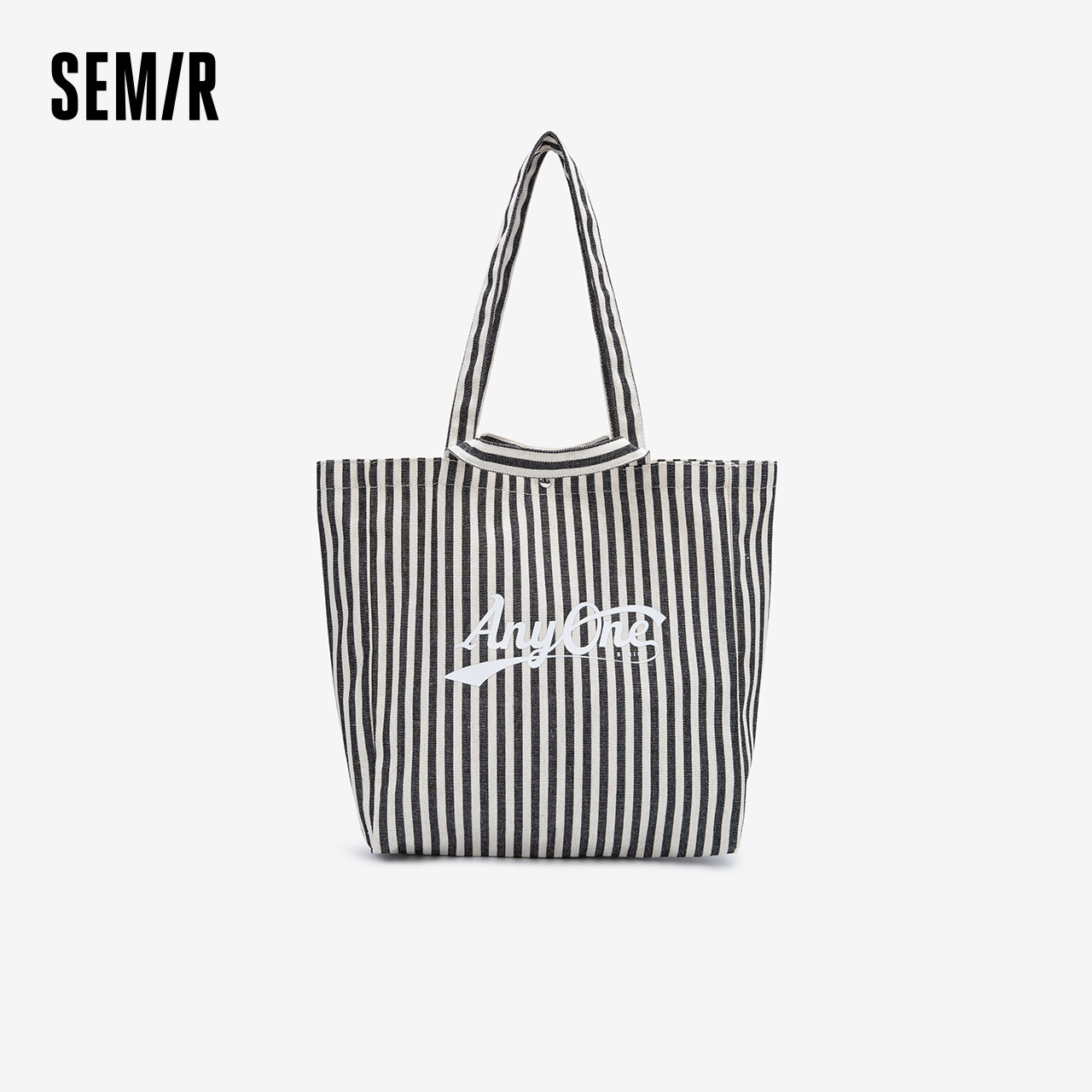 森马包包帆布袋女2024新款时尚撞色条纹单肩包大容量手提包氛围感