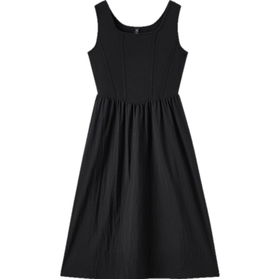 森马显瘦撞色黑色polo领连衣裙女