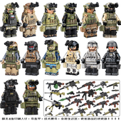军事MOC特警人仔KSK特种兵SAS士兵模型AK武器男孩子积木玩具