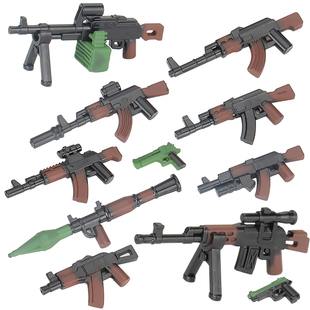 军事人仔AK4774M系列枪械PKM机枪第三方武器模型积木零件配件