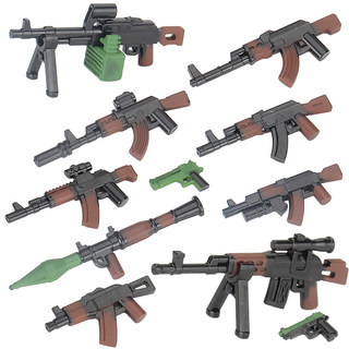 兼容乐高军事人仔AK4774M系列枪械PKM机枪第三方武器模型积木零件