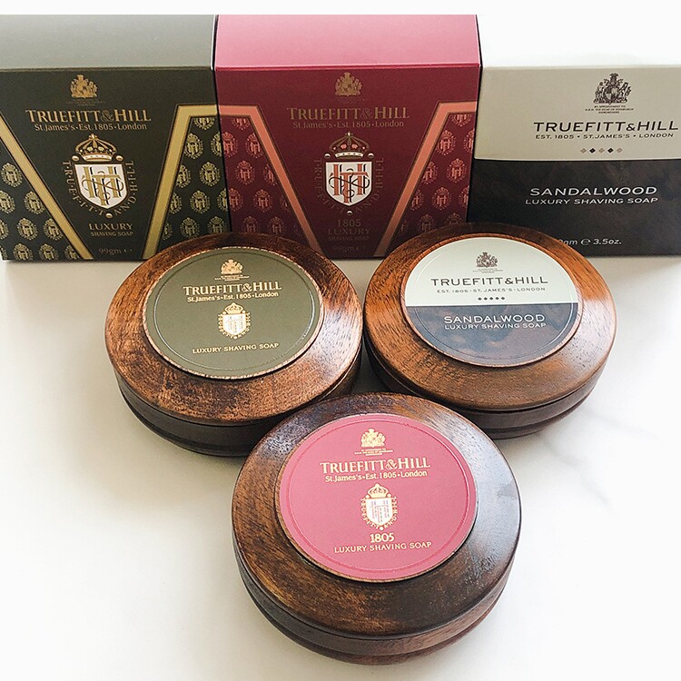英国原装Truefitt&Hill特洛菲特男士木质剃须泡沫奢华木盒木碗皂