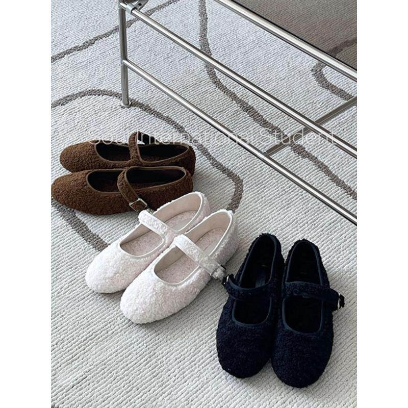 毛绒玛丽珍鞋女灰姑娘冬季一字扣带方头平底鞋舒适百搭毛毛鞋,女鞋,玛丽珍鞋,淘宝优惠券,粉丝福利购,淘宝优惠卷