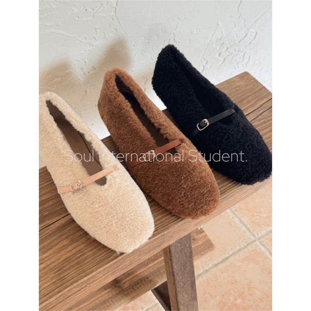 韩国平底羊毛玛丽珍鞋女灰姑娘浅口套脚一字扣带舒适毛毛鞋,女鞋,玛丽珍鞋,淘宝优惠券,粉丝福利购,淘宝优惠卷