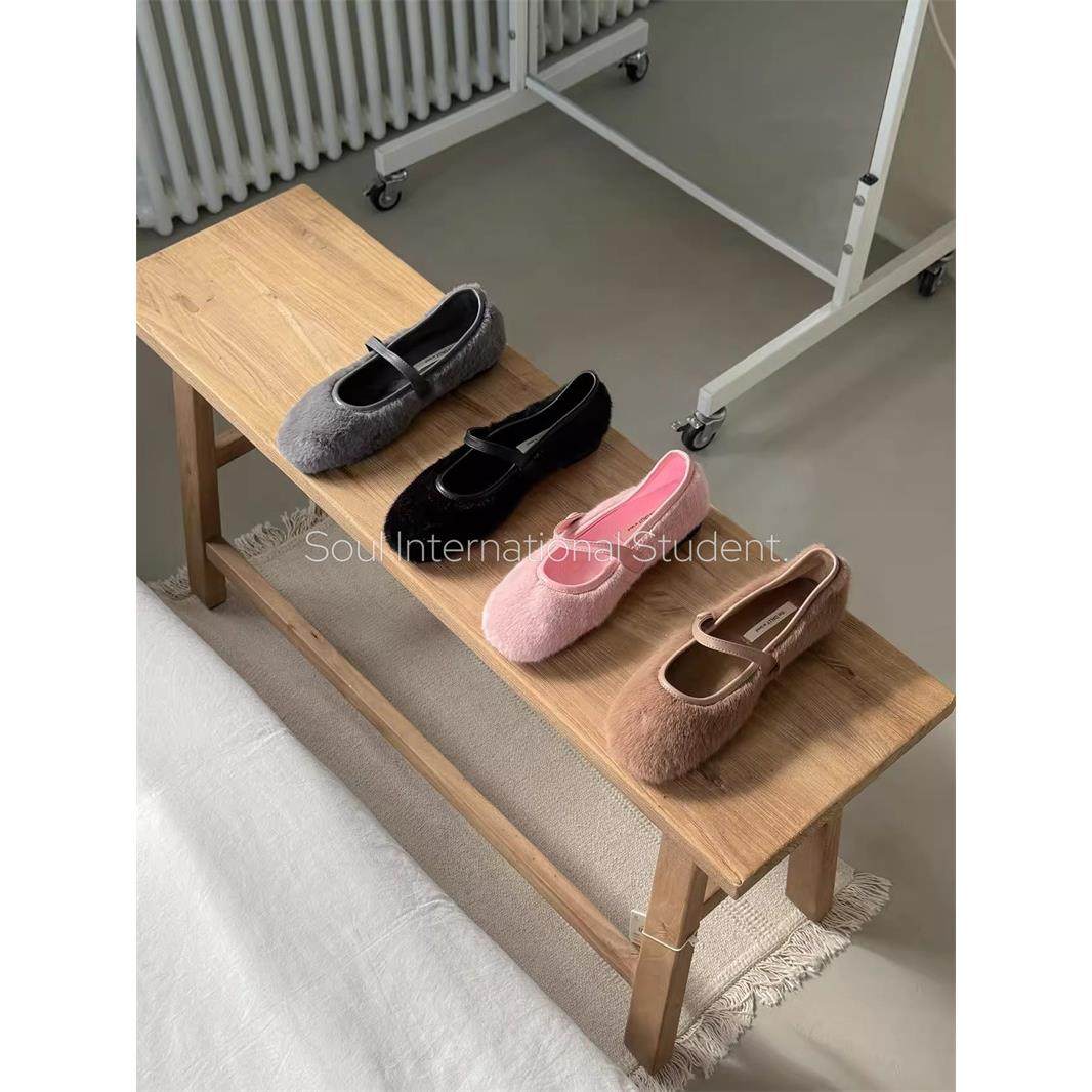 韩国加绒平底毛毛鞋女灰姑娘冬季新款保暖一字带玛丽珍女鞋,女鞋,玛丽珍鞋,淘宝优惠券,粉丝福利购,淘宝优惠卷