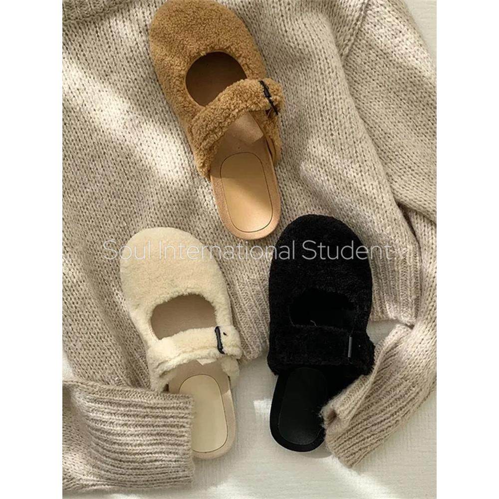 毛绒勃肯鞋女灰姑娘平底包头半拖鞋外穿懒人鞋保暖毛毛拖鞋,女鞋,毛毛鞋,淘宝优惠券,粉丝福利购,淘宝优惠卷
