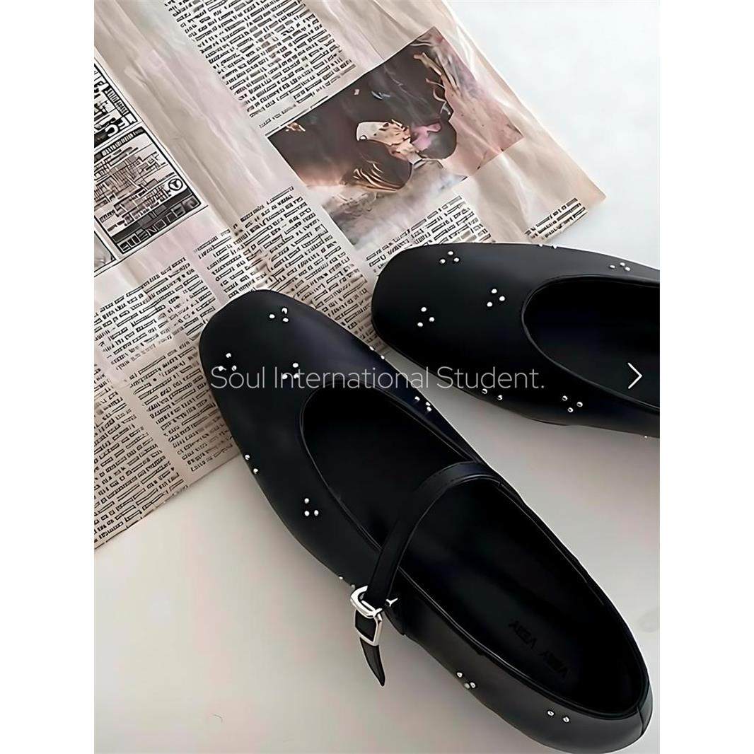 法式方头铆钉玛丽珍鞋女灰姑娘春秋一字带学院风时尚平底鞋,女鞋,玛丽珍鞋,淘宝优惠券,粉丝福利购,淘宝优惠卷