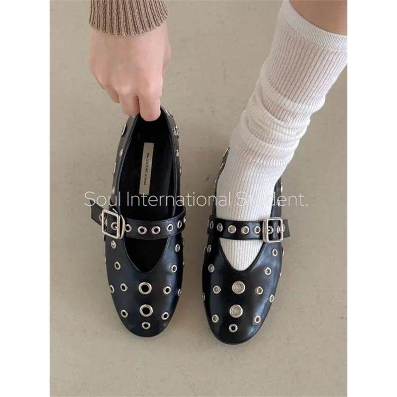 法式设计感铆钉镂空玛丽珍鞋女灰姑娘春季一字带平底芭蕾舞鞋,女鞋,玛丽珍鞋,淘宝优惠券,粉丝福利购,淘宝优惠卷