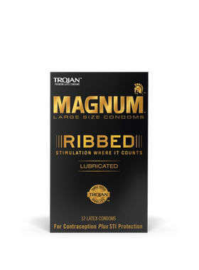 美国造TROJAN Magnum RIBBED特大号内外螺纹避孕套1/12片阔度62mm