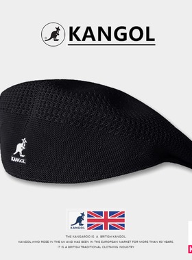 kangol帽子袋鼠女贝雷帽英伦复古春夏羊毛网眼黑色反戴画家帽男潮