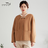 依伽依佳2023冬季 大衣外套女ESDW016 通勤百搭短款 新款 文艺修身