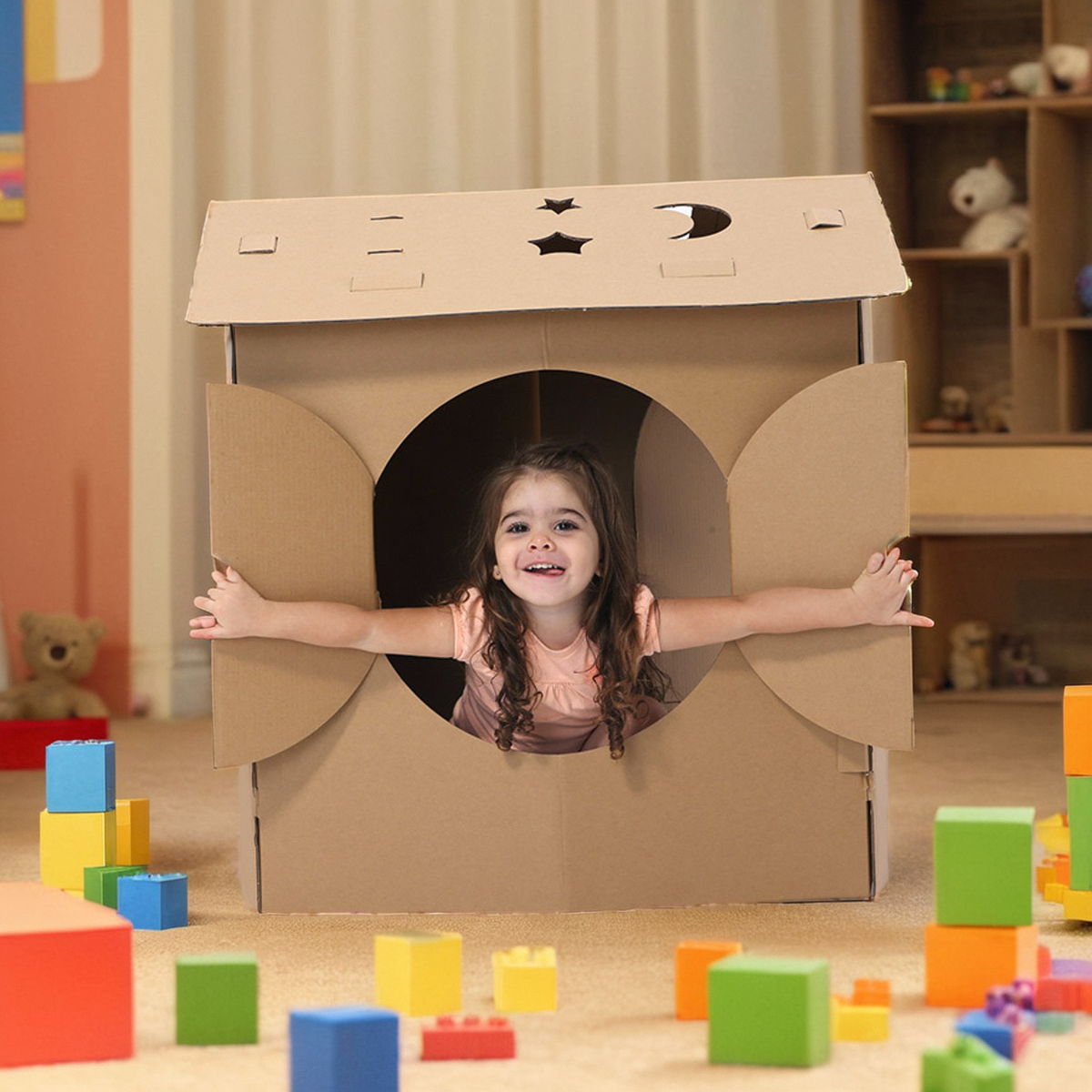 儿童纸板房子玩具屋女童白雪公主小屋宝宝DIY纸箱亲子拼装游戏屋,玩具/童车/益智/积木/模型,儿童帐篷/游戏屋,淘宝优惠券,粉丝福利购,淘宝优惠卷