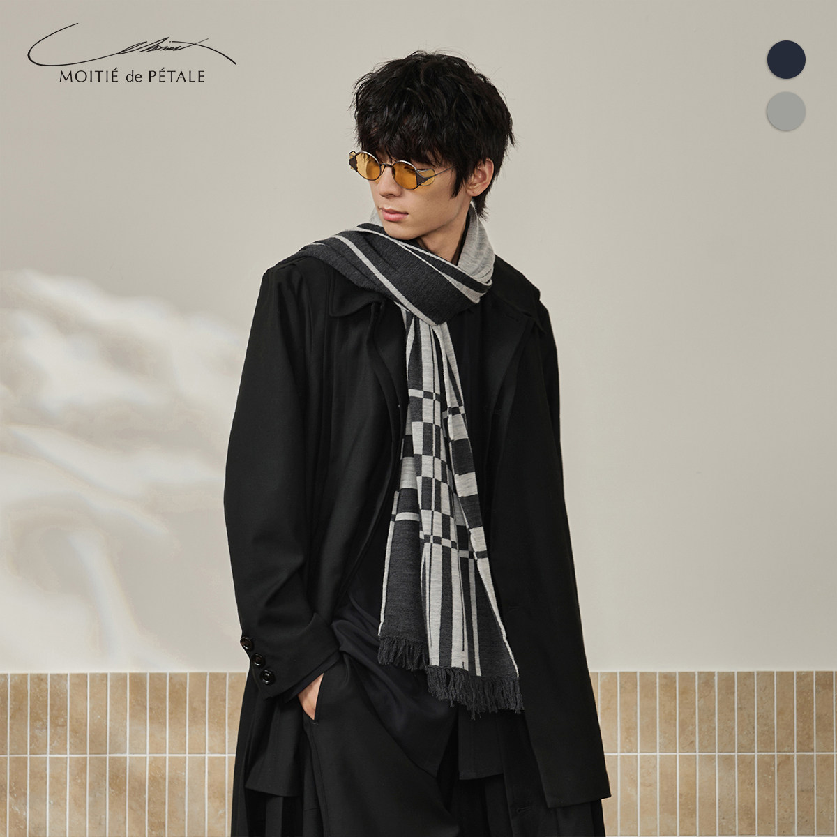 半片花瓣 100%美丽诺羊毛双色错位格条纹流苏围巾 软糯保暖围脖,服饰配件/皮带/帽子/围巾,围巾/丝巾/披肩,淘宝优惠券,粉丝福利购,淘宝优惠卷